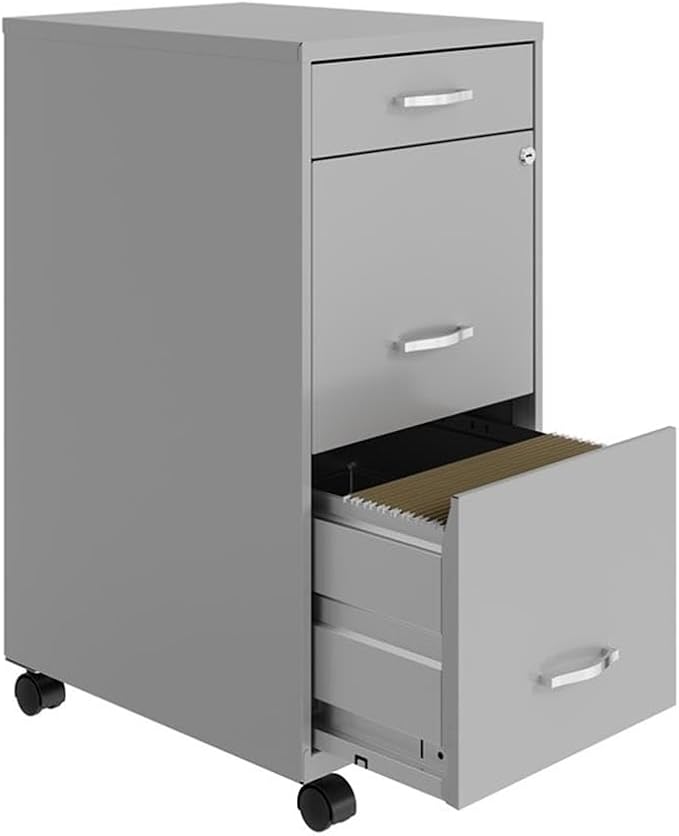 Pemberly Row 3 Drawers 29.52" Vertical Silver Metal Filing Cabinet Lockable - Image 5