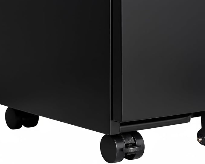 Black Metal 3-Drawer Mobile File Cabinet - Image 4