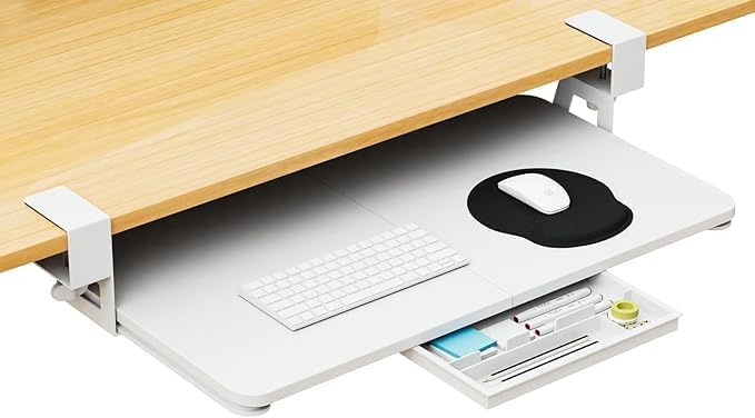 Desktop Keyboard Tray, Under Desk Pull Out, 26.77" X 11.81" Large Size Keyboard by CALASK