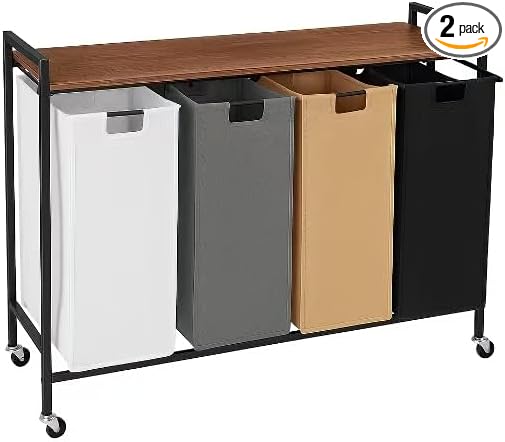 Laundry Sorter 3 Section, Rolling Laundry Hamper by Unknown