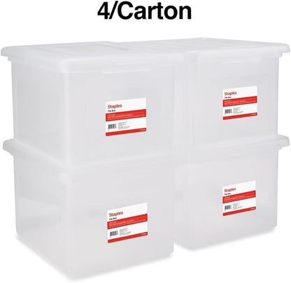 STAPLES Plastic File Box with Snap Lid, Letter/Legal Size, 4/Carton | Stackable - Image 3