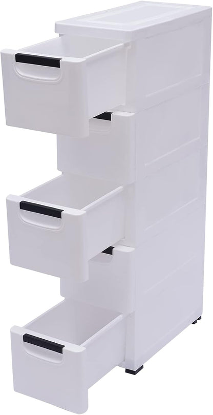 5 Drawers Narrow Slim Plastic Storage Cabinet, Storage Drawer - Image 8