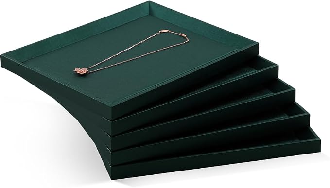 Jewelry Display For Selling, Leather Tray, Premium Green Jewelry Flat Tray - Image 5