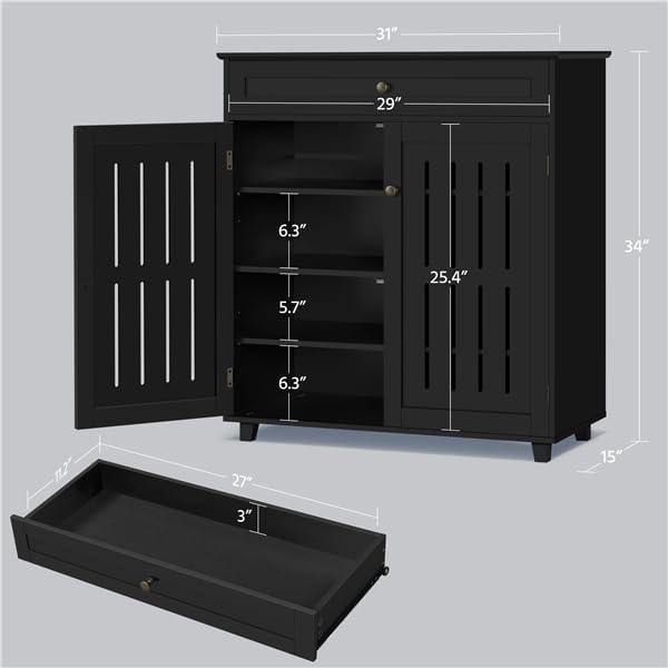 Yaheetech Shoe Cabinet, 4-Tier Shoe Storage Cabinet - Image 3