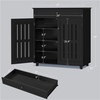Yaheetech Shoe Cabinet, 4-Tier Shoe Storage Cabinet - Image 3
