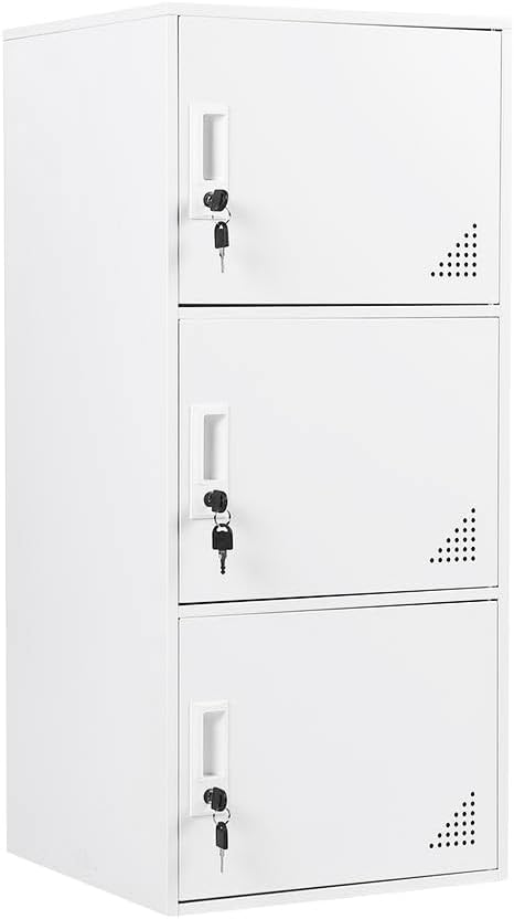 3 Door Metal Locker Steel Storage Cabinet, Office Storage Lockers by iCHENGGD