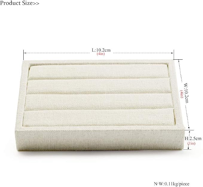 Oirlv linen 3 Slots Ring Earrings Display Trays Showcase Jewelry Organizer - Image 5