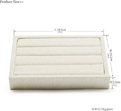 Oirlv linen 3 Slots Ring Earrings Display Trays Showcase Jewelry Organizer - Image 5