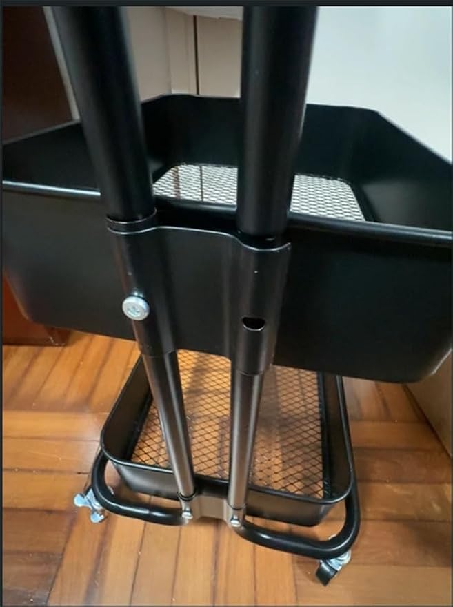 4 Tier Foldable Metal Rolling Cart, Mesh Organization Utility Cart | 48.2 * - Image 3