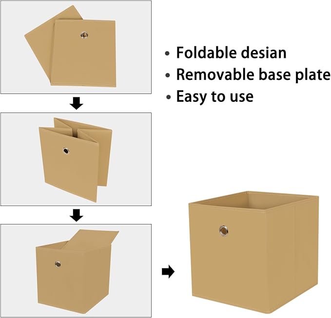 Foldable Storage Cubes Bins, 11 Inch Cloth Storage Cube Fabric Storage Box - Image 6