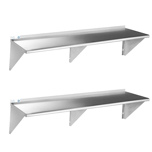 ROCKPOINT Stainless Steel Shelf 12 x 72 Inches 450lb, 2 Pack NSF Commercial by ROCKPOINT