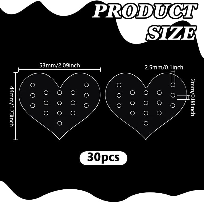 GOMAKERER 30 Pcs Clear Acrylic Earring Display Cards, 16 Holes Heart Shape - Image 2