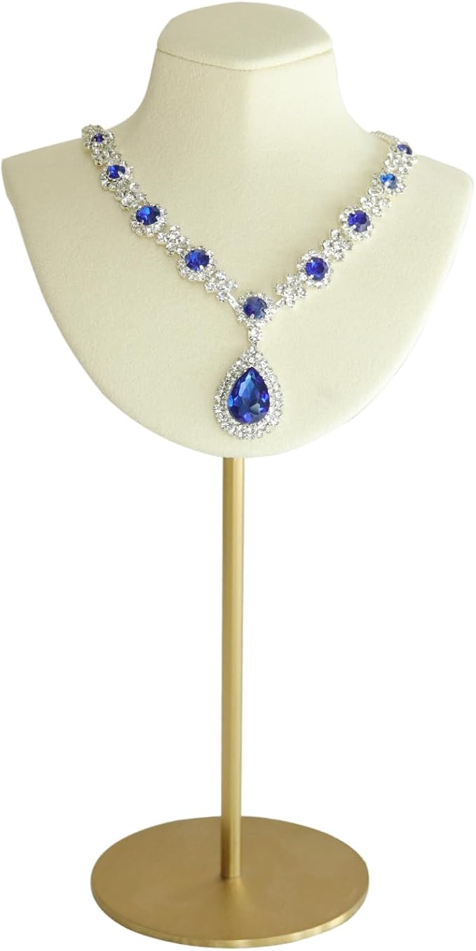Necklace Display Stand For Selling Velvet Chain Jewelry Bust Holder Organizer by RefinedQualityQuestMarvels