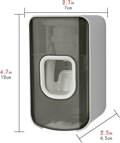 2 Slot Toothbrush Holder and Toothpaste Dispenser Wall Mounted, Automatic - Image 2