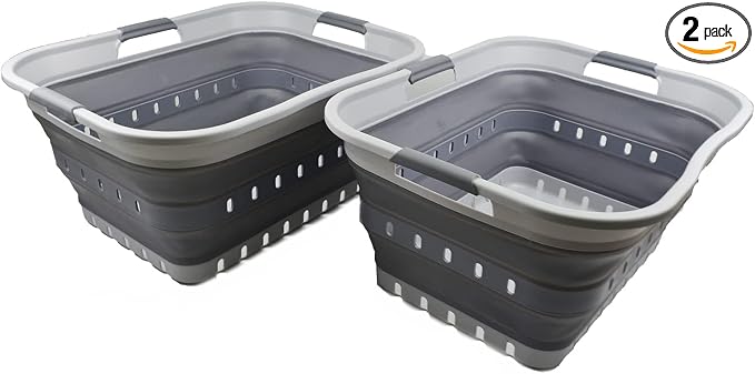 SAMMART 42L Collapsible Plastic Laundry Basket by SAMMART