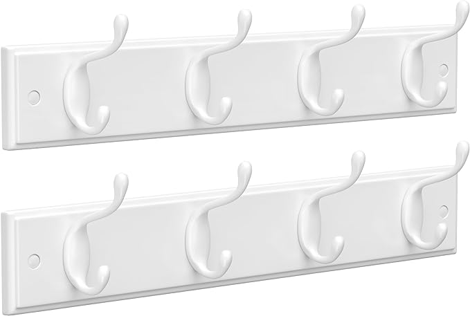 SONGMICS Set of 2 Wall-Mounted Coat Rack, Hook Rack, 8 Dual Metal Hooks by SONGMICSbySONGMICSHOME