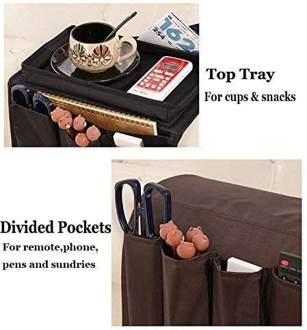 6 Pockets TV Remote Control Organizer, Home Sofa Console Folding Table - Image 2