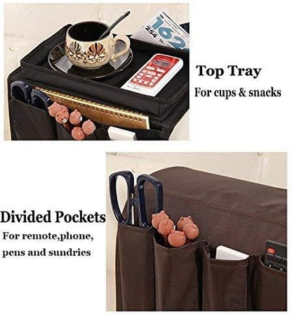 6 Pockets TV Remote Control Organizer, Home Sofa Console Folding Table - Image 2