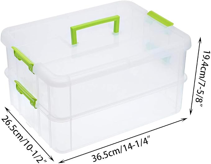 BTSKY 2 Layer Stack & Carry Box, Plastic Multipurpose Portable Storage - Image 3