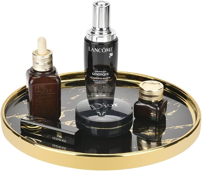 Black Vanity Tray Round Bathroom Decorative Tray - Image 6