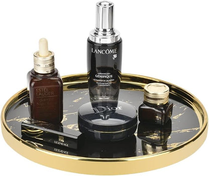 Black Vanity Tray Round Bathroom Decorative Tray - Image 6