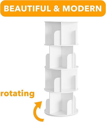 SpaceAid Cross Style 4 Tier Rotating Bookshelf, Spinning 360 Bookcase Lazy - Image 7