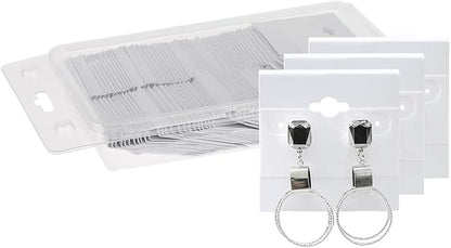 MOOCA Plain 2 x 2 in White Hanging Earring Cards, Velvet Plastic Display by Mooca