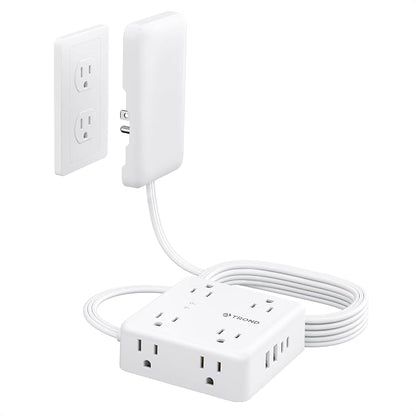 TROND Flat Power Strip with Outlet Cover - 10FT Long Extension Cord with 8 AC by TRONDOfficial