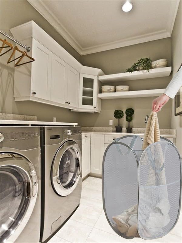 2 Pack Pop Up Laundry Hamper, Collapsible Laundry Baskets, Foldable Mesh - Image 8