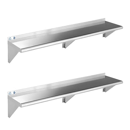 ROCKPOINT Stainless Steel Shelf 12 x 60 Inches 400lb, 2 Pack NSF Commercial by ROCKPOINT