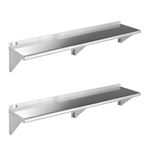 ROCKPOINT Stainless Steel Shelf 12 x 60 Inches 400lb, 2 Pack NSF Commercial by ROCKPOINT
