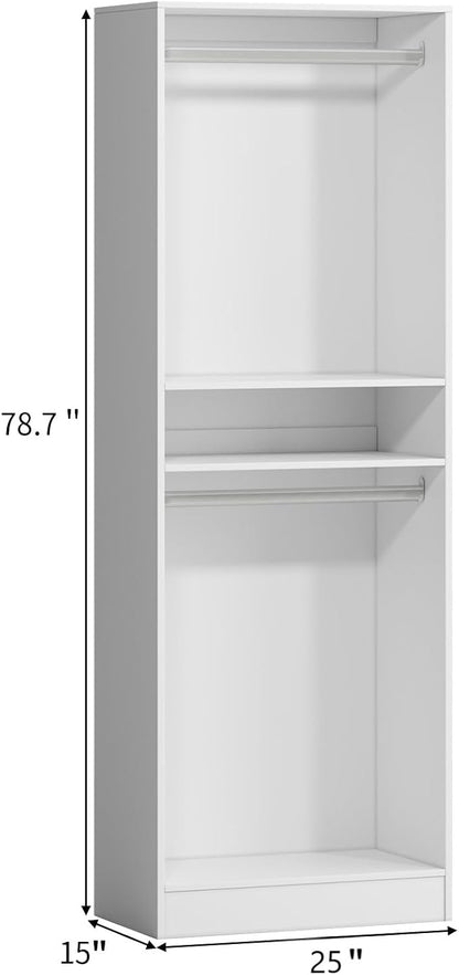 VOWNER 25'' Freestanding Closet System Walk-in Wardrobe Closet Tower | White - Image 2