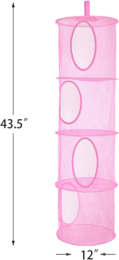 2Pcs Hanging Stuffed Animal Storage Hammock Net 4 Tiers, Holds Plushies - Image 3