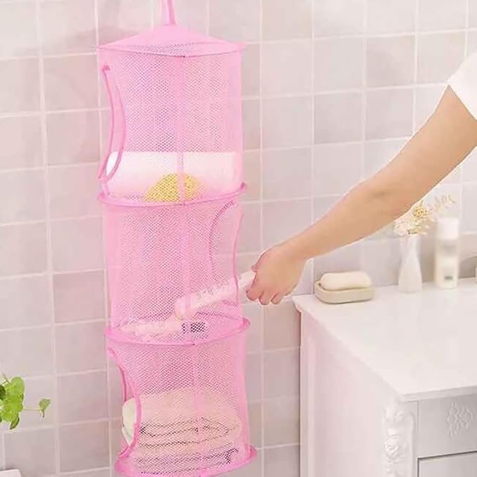 GSHLLO 2 Pcs Toy Storage Hanging Mesh 3 Compartment Organizer Net Stuffed - Image 3