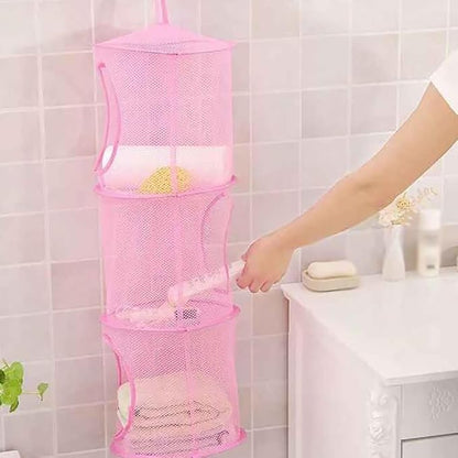 GSHLLO 2 Pcs Toy Storage Hanging Mesh 3 Compartment Organizer Net Stuffed - Image 3