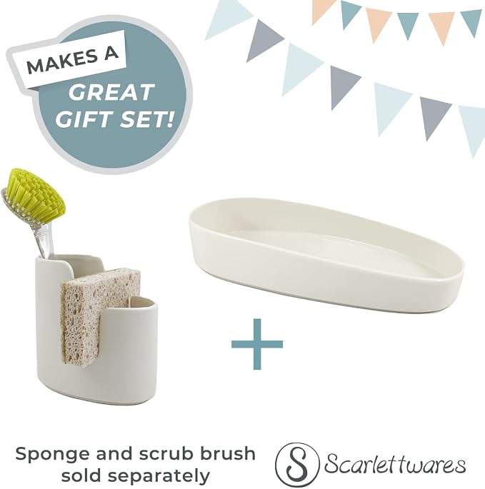 Kitchen Caddy Sponge Scrub Brush Holder and Soap Dish Tray Kitchen Caddy - Image 6