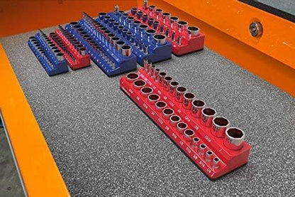 Olsa Tools Magnetic Socket Organizer | 3/8-inch Drive | SAE | RED | Holds 26 - Image 5