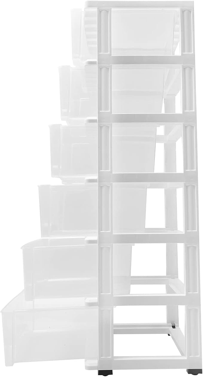 6 Clear Drawer Storage Organizer Rolling Cart, Home Organization Storage - Image 7