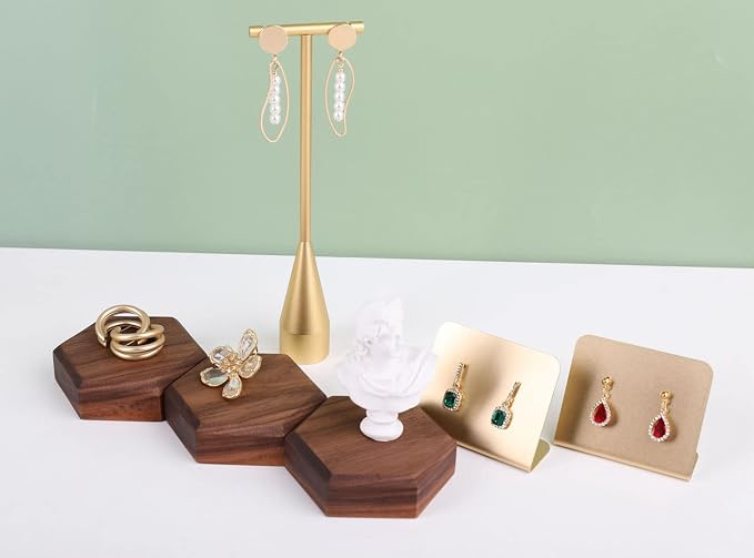 GemeShou 2pcs Gold earring display T bar stand, Big jewelry earring holders - Image 8