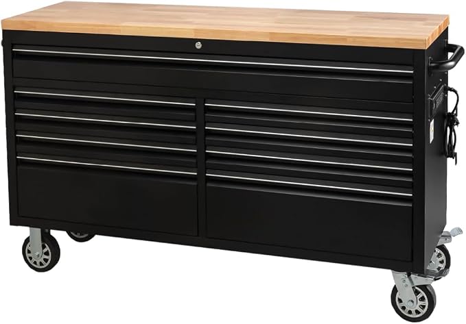 61 Inch Tool Chest, Tool Box Mobile Workbench, 9 Drawers Storage Lockable by MERXENG