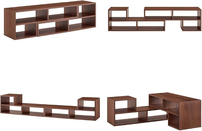 Wood L-Shaped Modular Bookshelf TV Stand - Image 9