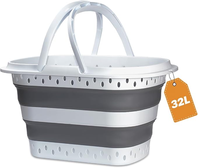 Collapsible Plastic Laundry Basket by Unknown