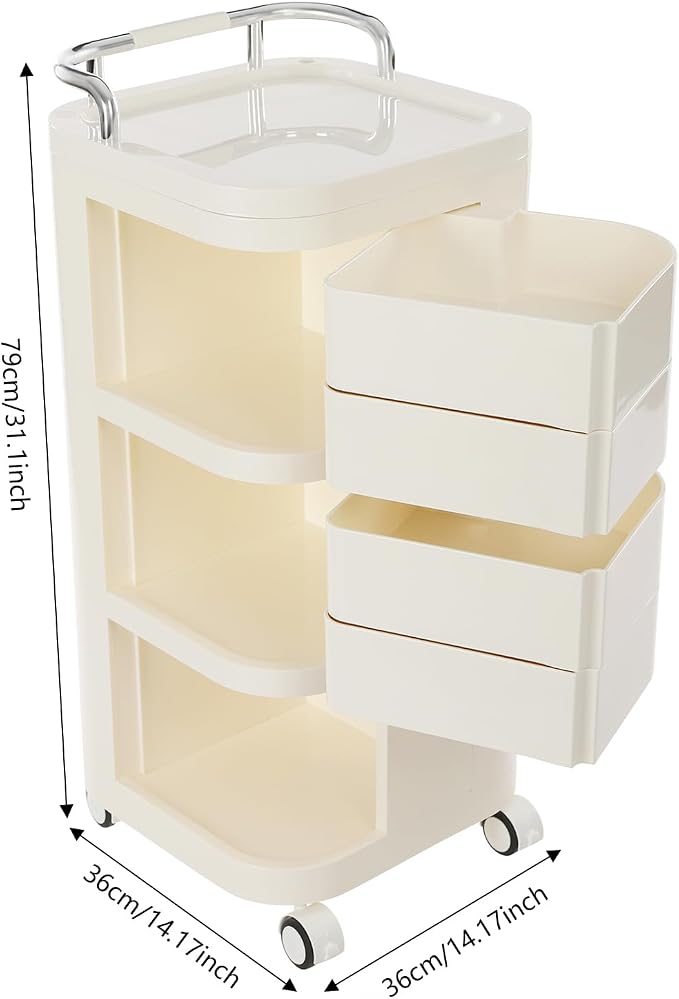 3 Tier Rolling Storage Drawer Cart, 4 Drawers Plastic Rolling Cart - Image 4