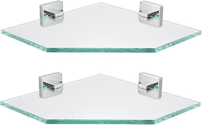 JQK Corner Glass Shelf, Polished Chrome Bathroom 304 Stainless Steel Shower by Homeimprovement