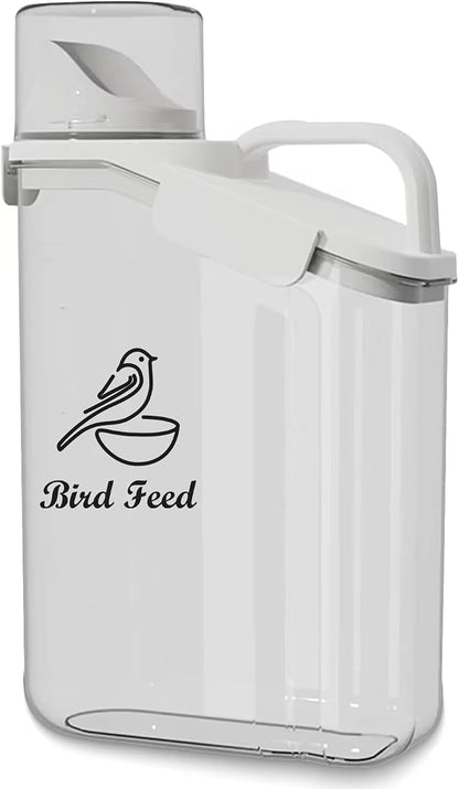 Bird Seed Storage Container Portable-3 Qt/2.8 L Clear Plastic Pet Food by Brabtod