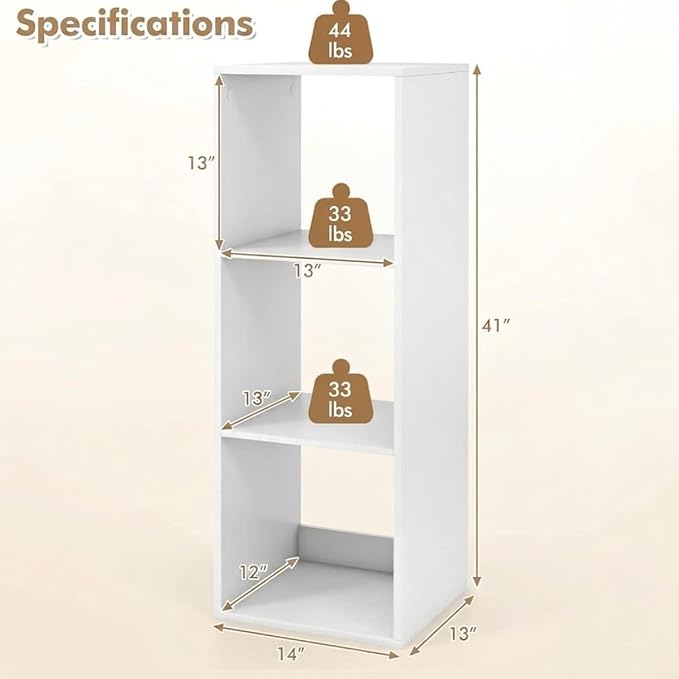 POWERSTONE 3 Cube Storage Organizer Set of 2, 3 Tier Cubby Bookshelf - Image 3