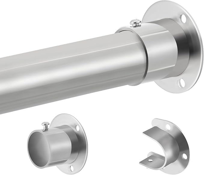 Silver Closet Rod, 17 to 99 Inch, 1.3 Inch Closet Rods by Tiemlet