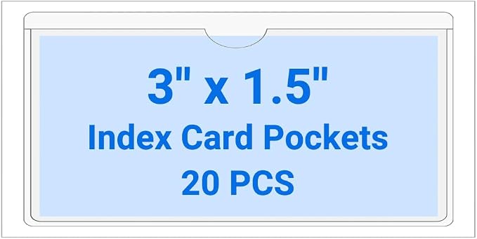 20 PCS Clear Self Adhesive Plastic Label Pockets, Top Loading Business & by Kvatr-X