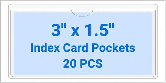 20 PCS Clear Self Adhesive Plastic Label Pockets, Top Loading Business & by Kvatr-X