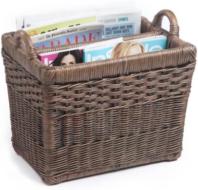 The Basket Lady Rectangular Wicker Divided Magazine Basket, 15.5 in L x 12 in W by TheBasketLady